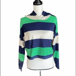 Marci Cropped Hooded Striped Top S